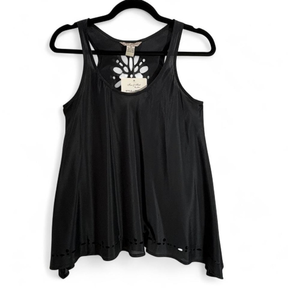 NWT Black sheer babydoll whimsygoth tank top with laser cut out details. Size M